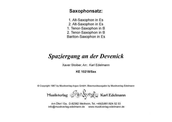 Spaziergang an der Devenick - Saxophonsatz Download